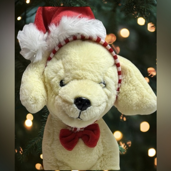 FAO Schwarz Golden Or Yellow Labrador W/ Santa Hat 14” Stuffed Animal Plush Pet - Picture 13 of 13